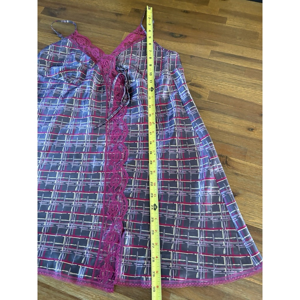 Victorias Secret  Angels Chemise Babydoll Nightgown Womens Size Large Plaid Lace - Picture 11 of 16